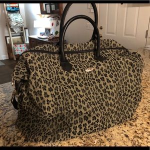 Large leopard print duffle bag